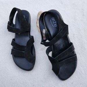 Arche strappy suede comfort sandals black